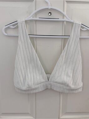 Alo Yoga Ribbed Take Comfort Bra L | White